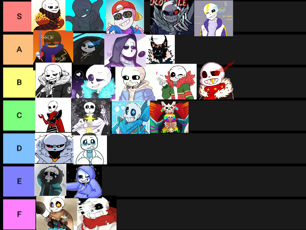 Create a Sans AU's Tier List - TierMaker