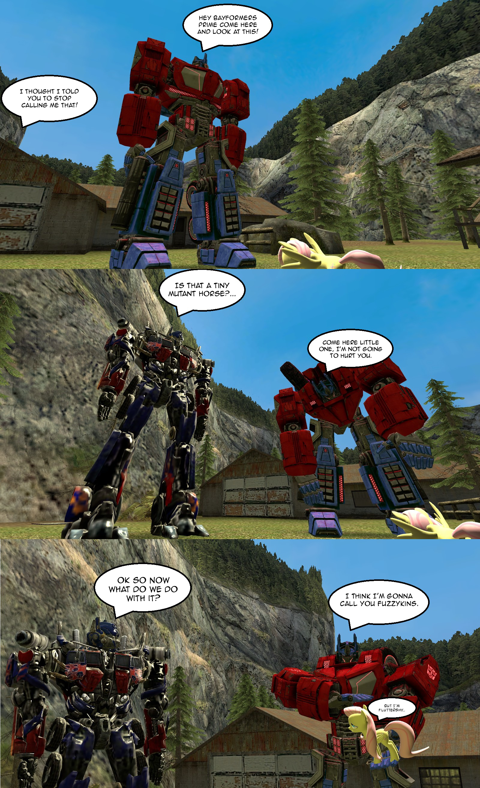 Optimus Prime and Optimus Prime meet Fluttershy