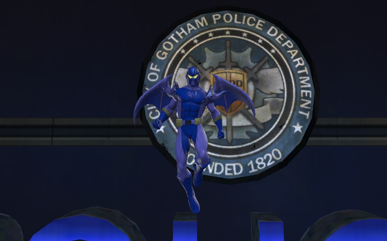 Blue Bat at the Diamond District police station.