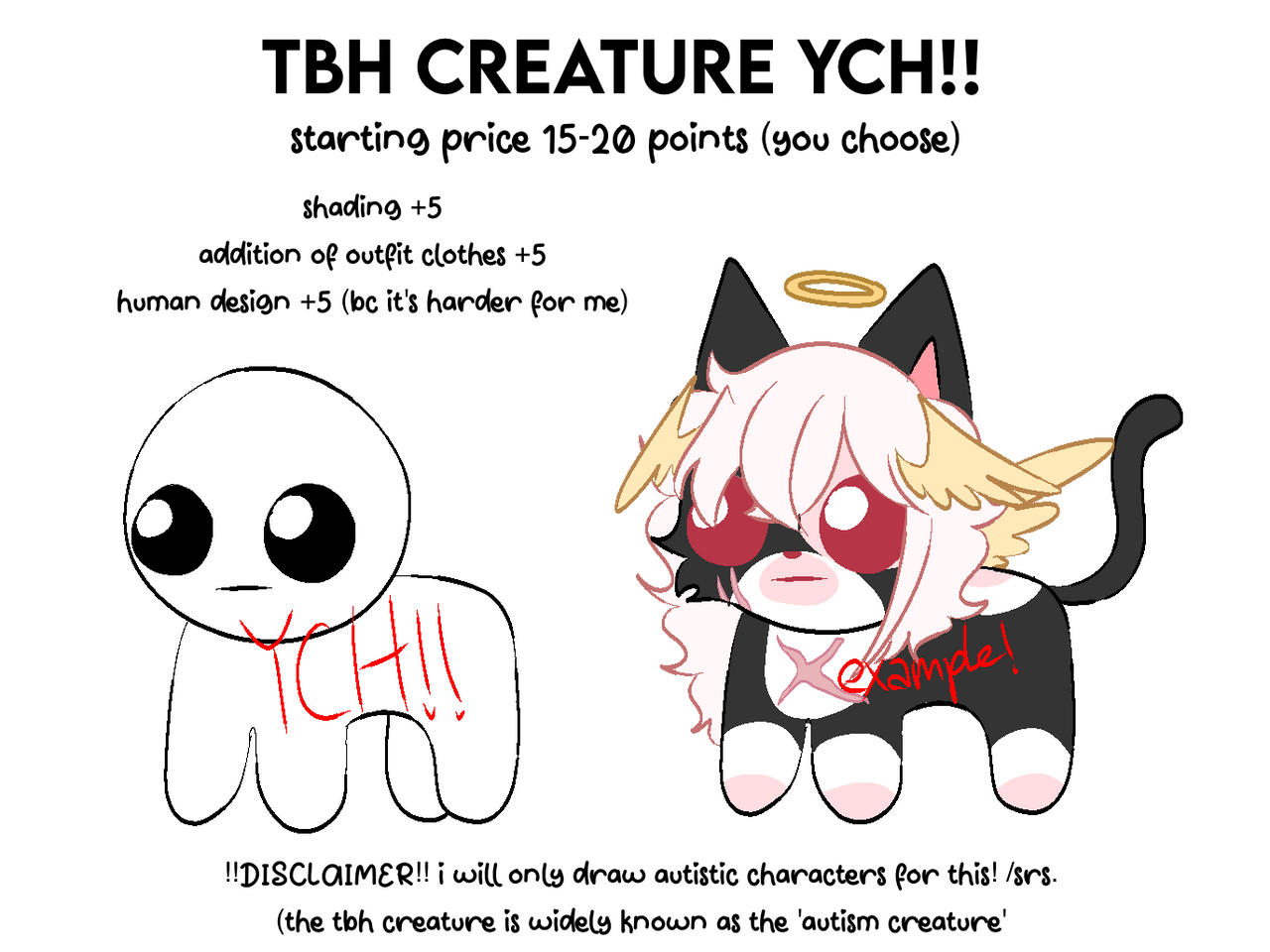 Tbh/autism Creature YCH Digital Art Meme for Oc/dnd