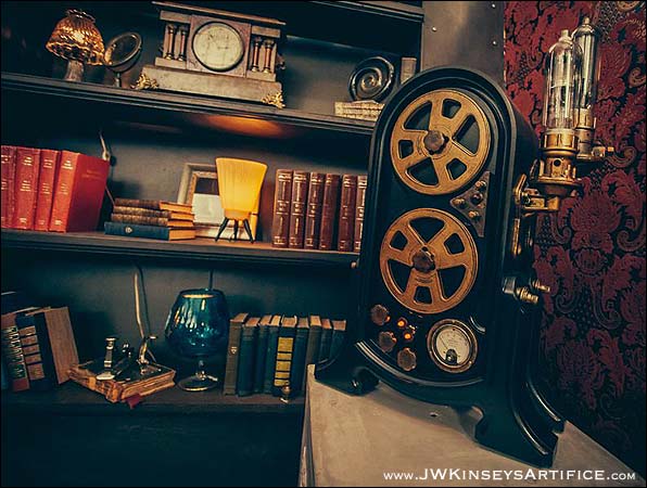 Steampunk themed Reel to Reel Recorder movie prop by