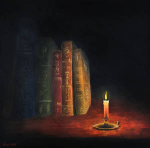 Bookcase candle