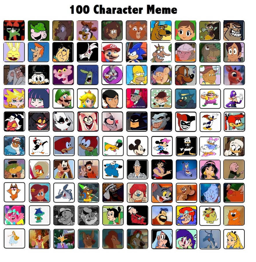 100 Character Meme by michaelcarterclassic on DeviantArt