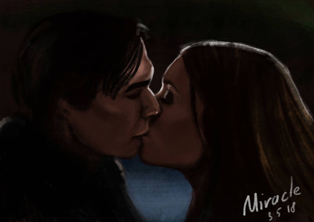 delena's first kiss by Pabu-Lover on DeviantArt