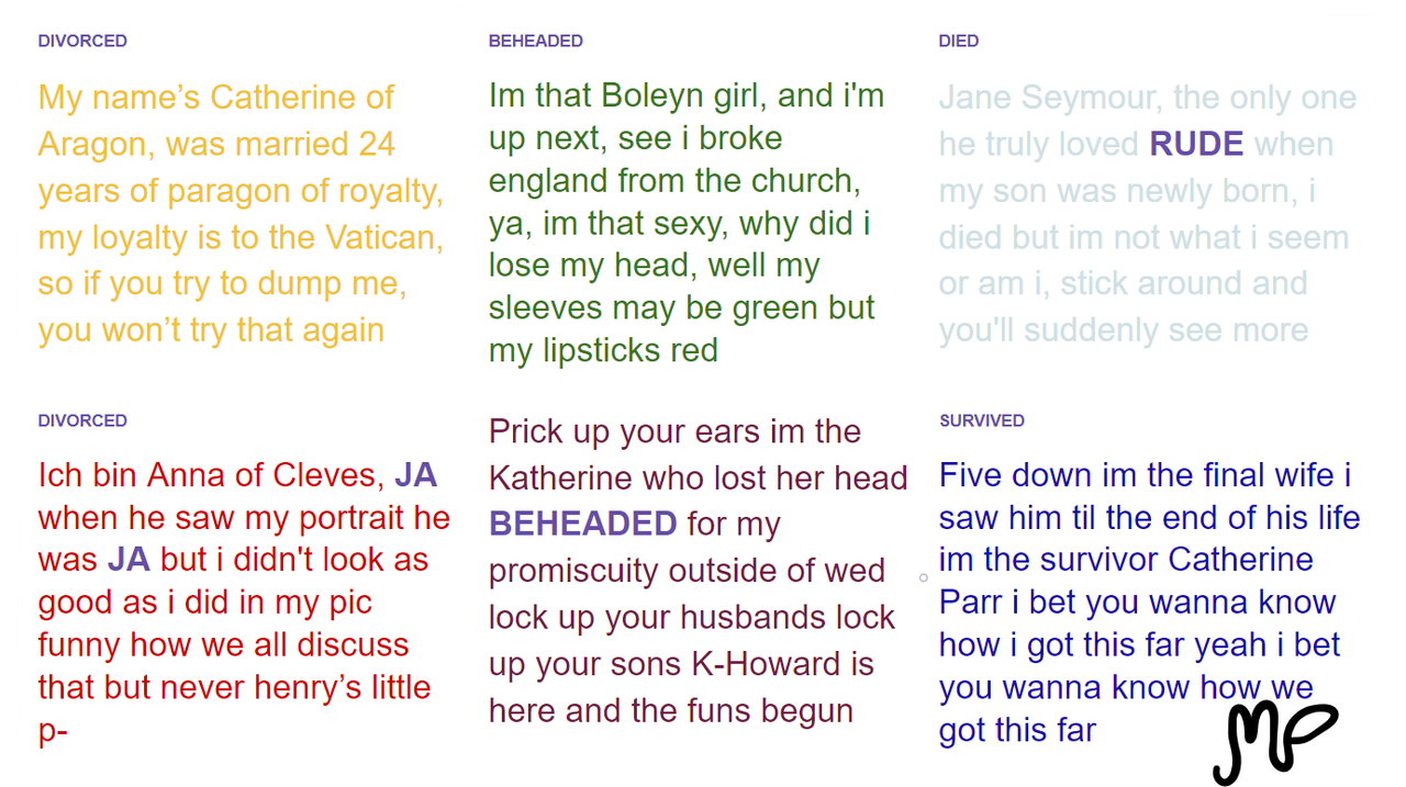 Six The Musical Lyrics To Ex Wives By MissPupperton On DeviantArt Six the musical lyrics to ex wives by misspupperton on deviantart