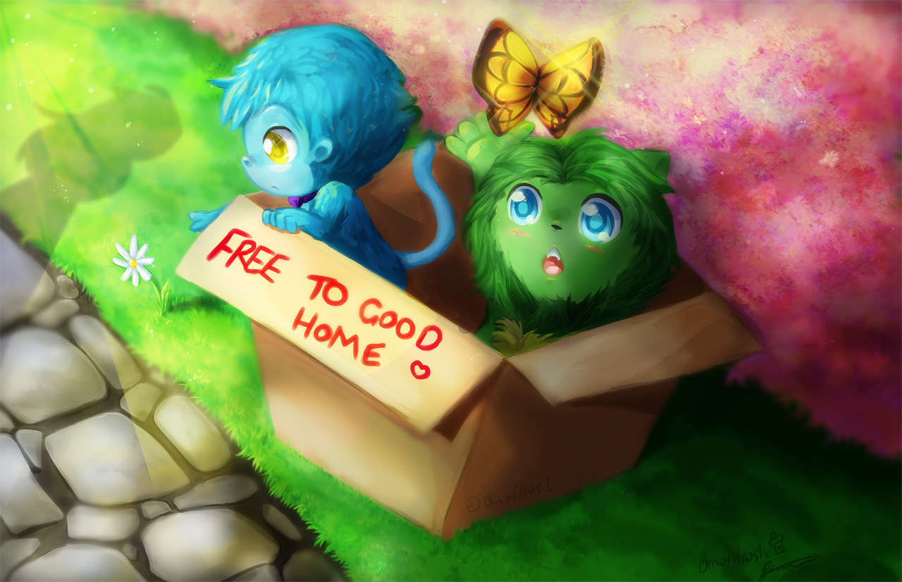 Adopt us Plz? Bluemonkey and Weedlion