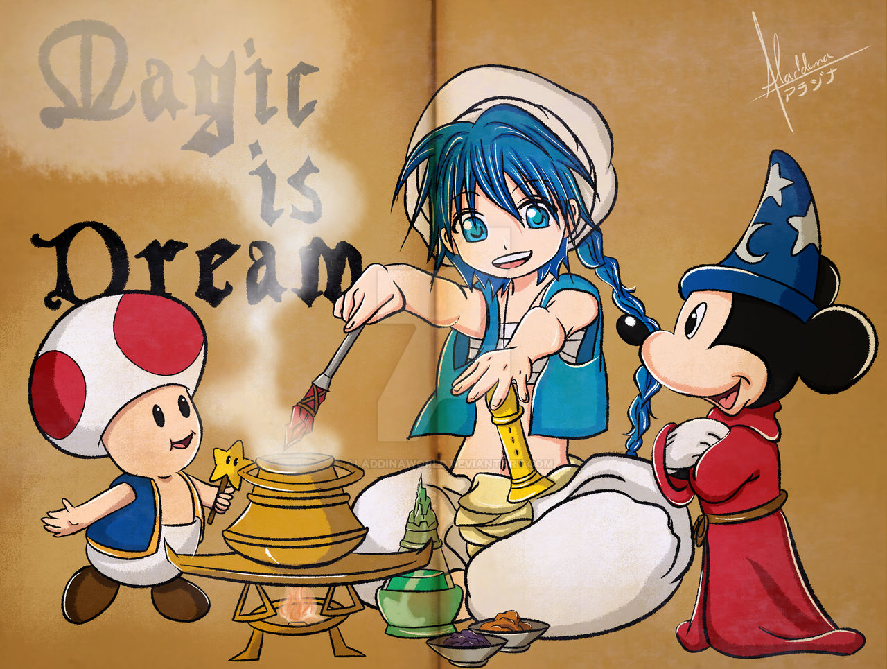Magic CrossOver - Aladdin, Mickey and Toad by AladdinaWorld on DeviantArt