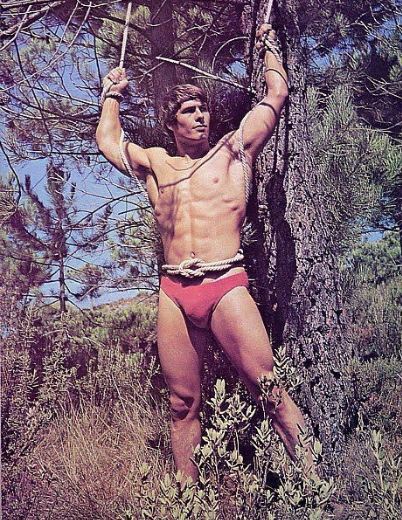 Tarzan-like hero in ropes