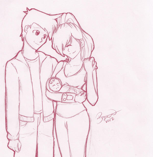 Futurama - Fry+Leela+Baby sketch