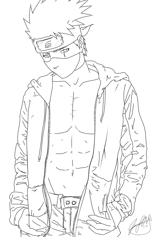 Kakashi Bishie Lineart By Jadeedge On Deviantart