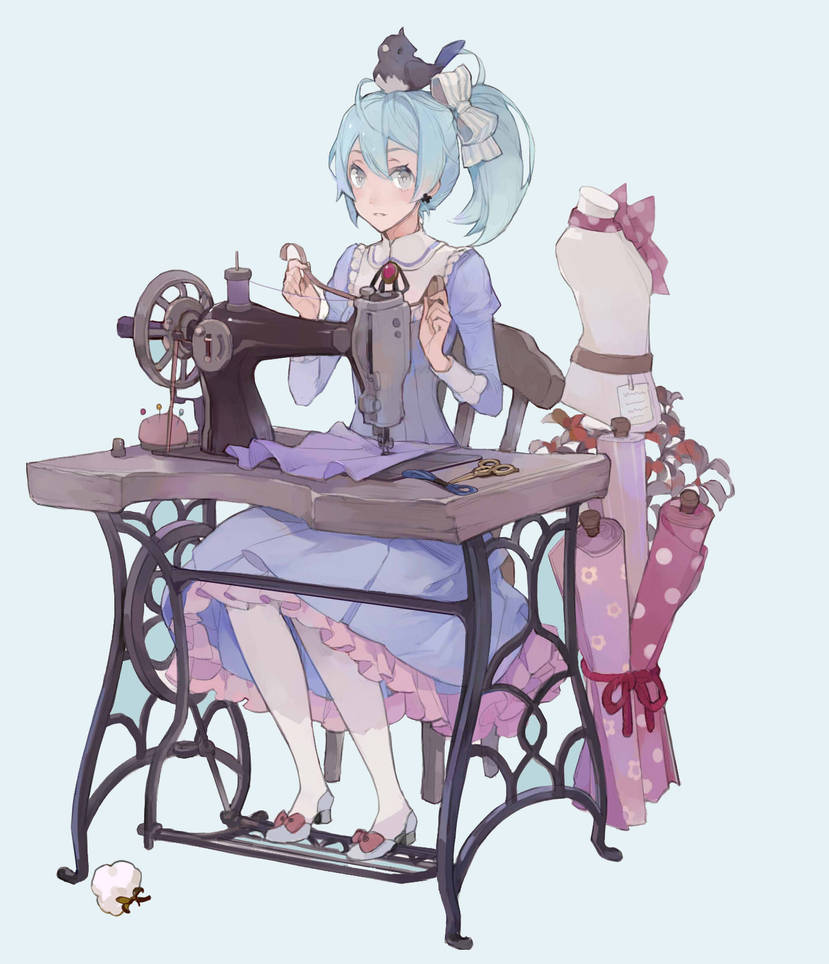 Sewing girl by Rootsai on DeviantArt
