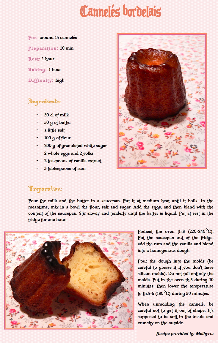 Canneles - recipe