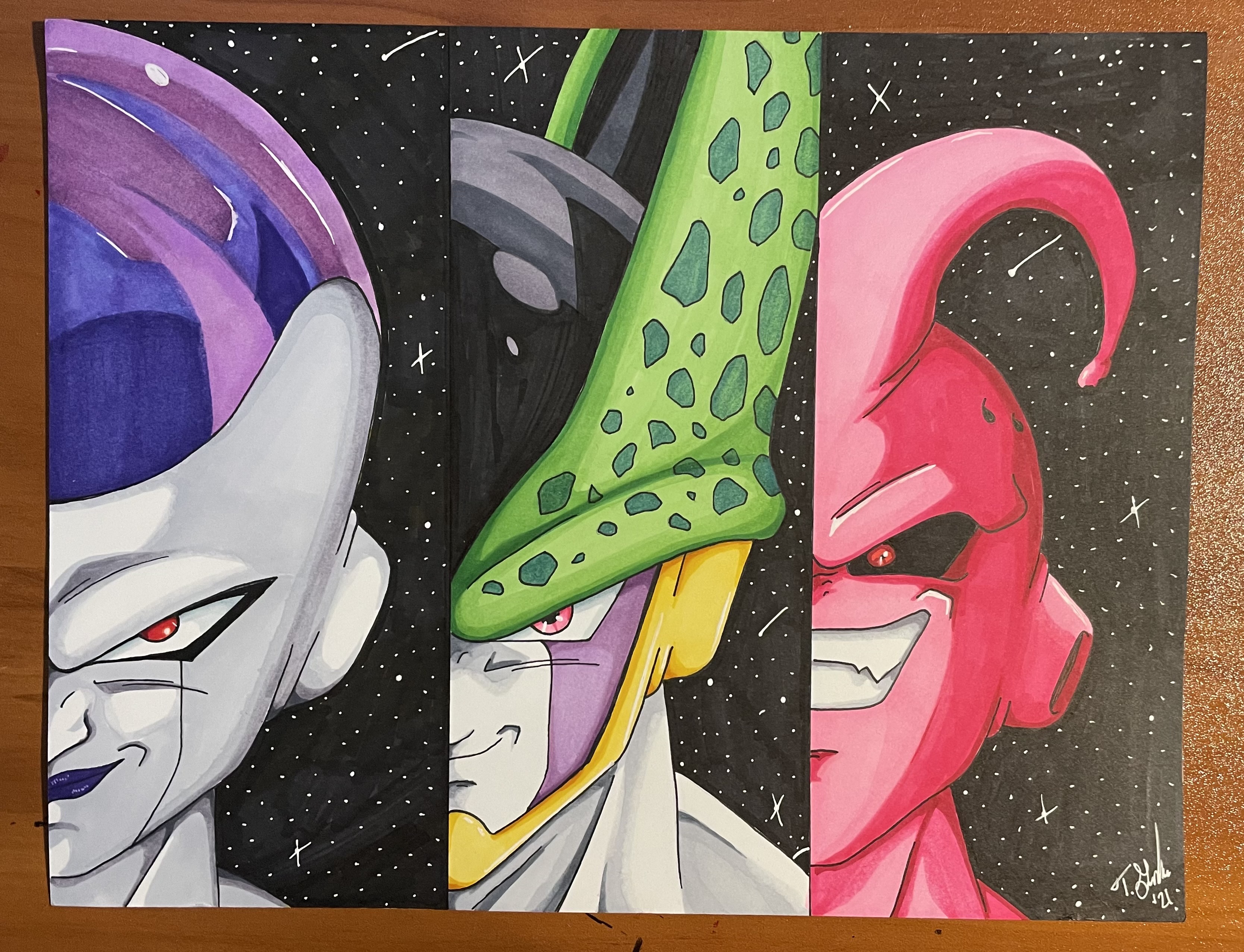 Freeza, Cell and Majin boo(sketches) by THEDK0 on DeviantArt