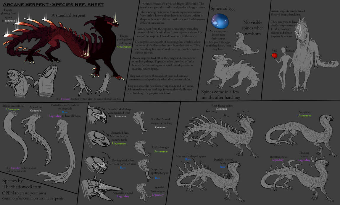 Arcane Serpent Species Ref. Sheet by TheShadowedGrim on DeviantArt