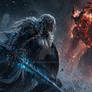Lysandra Solheim fighting a demon #4, painting