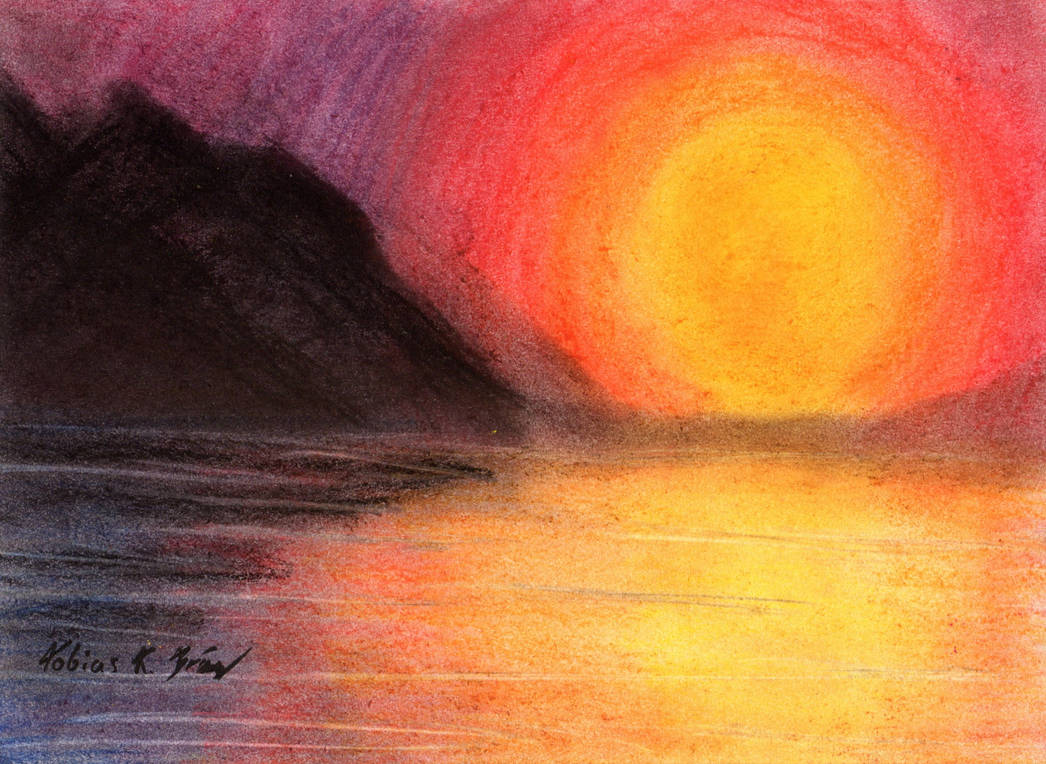ORIGINAL Pastel Intense Sunset Pastel Painting/pastel Drawing/pastel Chalk/ pastel Painting/sunset/sunsetpainting 