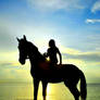 Horse Sun Sea Love Girl