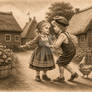 The old Dutch nostalgie village view etching in S