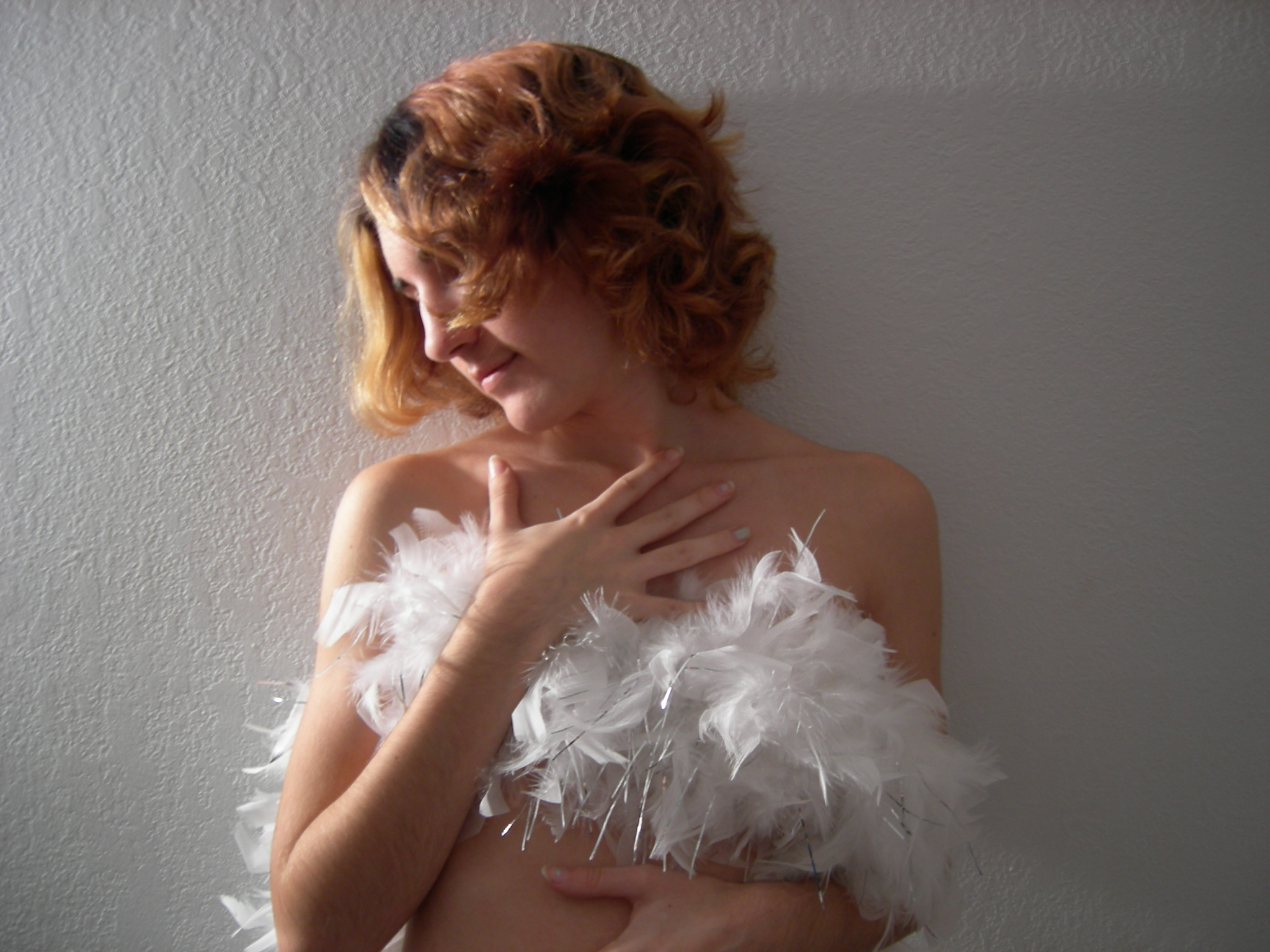 lady with a feather boa