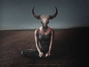 Yoga - Woman Bull Skull Wallpaper