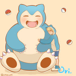 I drew a Snorlax with its caring trainer