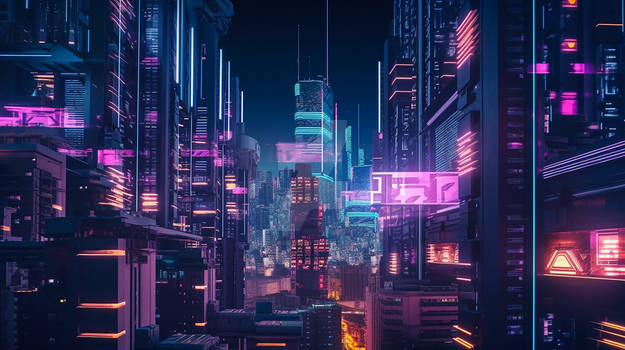 Neon Dreams, A Futuristic High-Tech Cityscape. AI