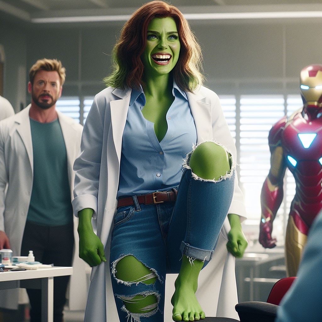 She Hulk Posing Her Feet With The Avengers By TheBarefootSheHulk On she-hulk-posing-her-feet-with-the-avengers-by-thebarefootshehulk-on