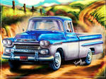 Realistic digital painting of the 1959 Chevrolet by OliverArtsOficial
