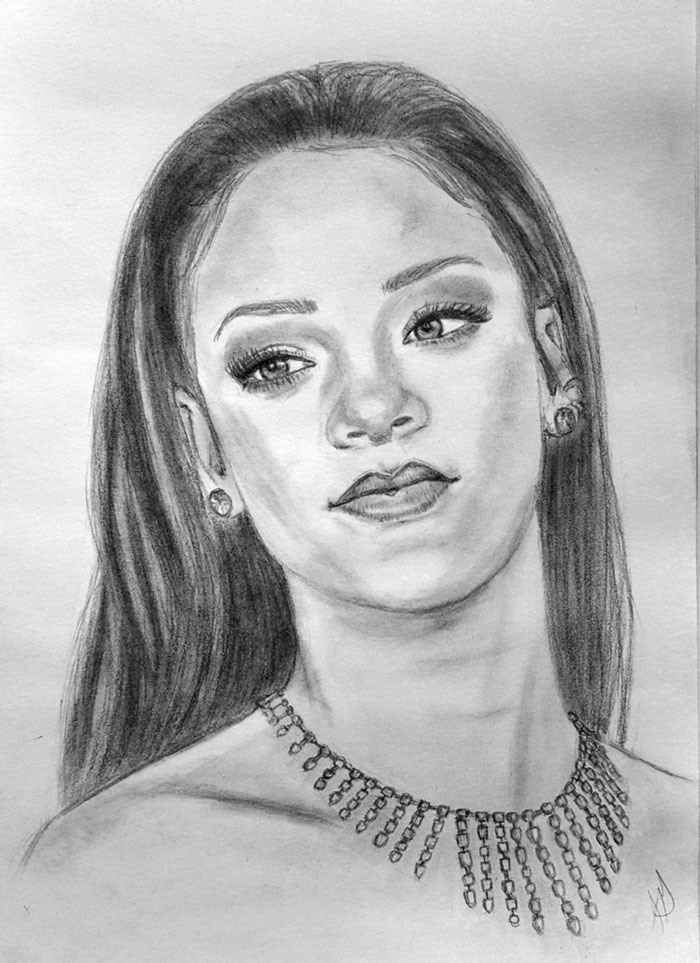 How To Draw Rihanna Pencil Drawing Of Rihanna