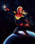 Captain Marvel - In Flight by lilyinblue