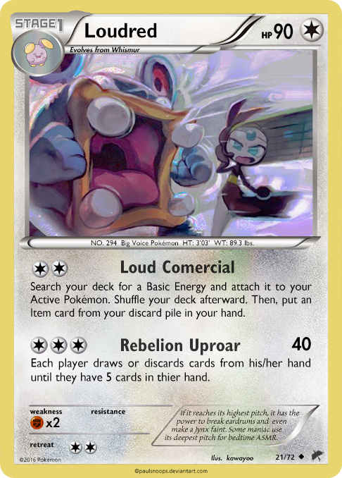 pokemon loudred card Loudred custom card I made : r/Pokemonart