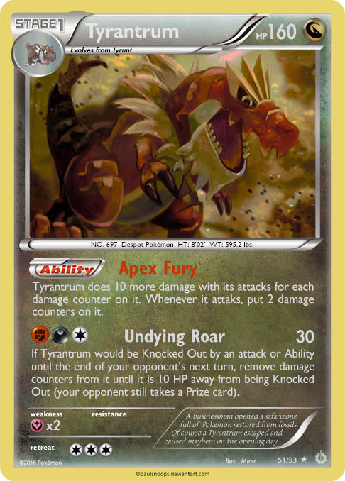Tyrantrum card - TV 51/93 by Metoro on DeviantArt Tyrantrum card - TV 51/93 by Metoro on DeviantArt