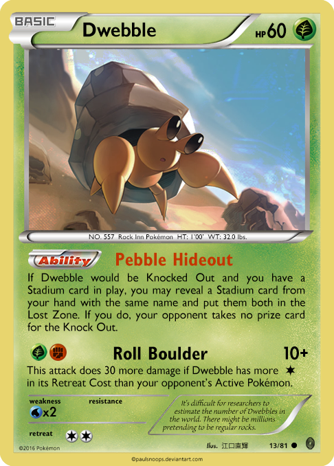 dwebble pokemon card Would you help this Dwebble find another rock to live in?