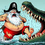 Pirate Running From a Crocodile.