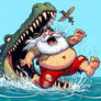 Pirate Running From a Crocodile.