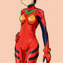 Shinji in Asuka's plugsuit