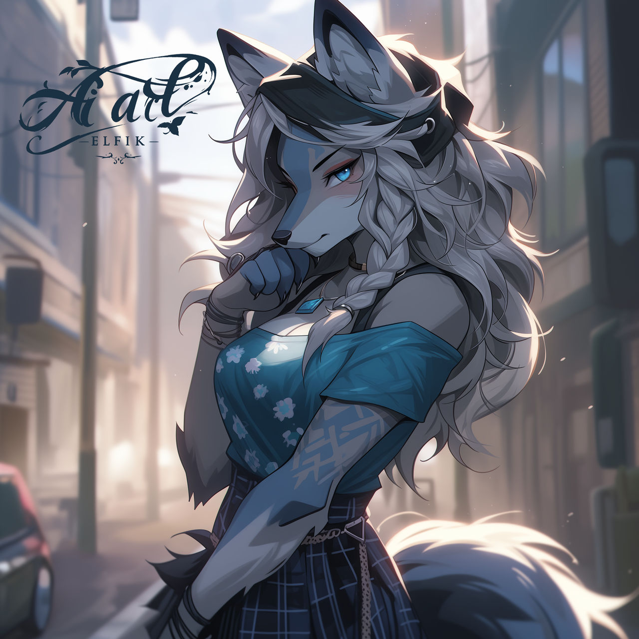 Amainjio A Cartoon Female Wolf Dressed In Standing by AiArtElfik on ...