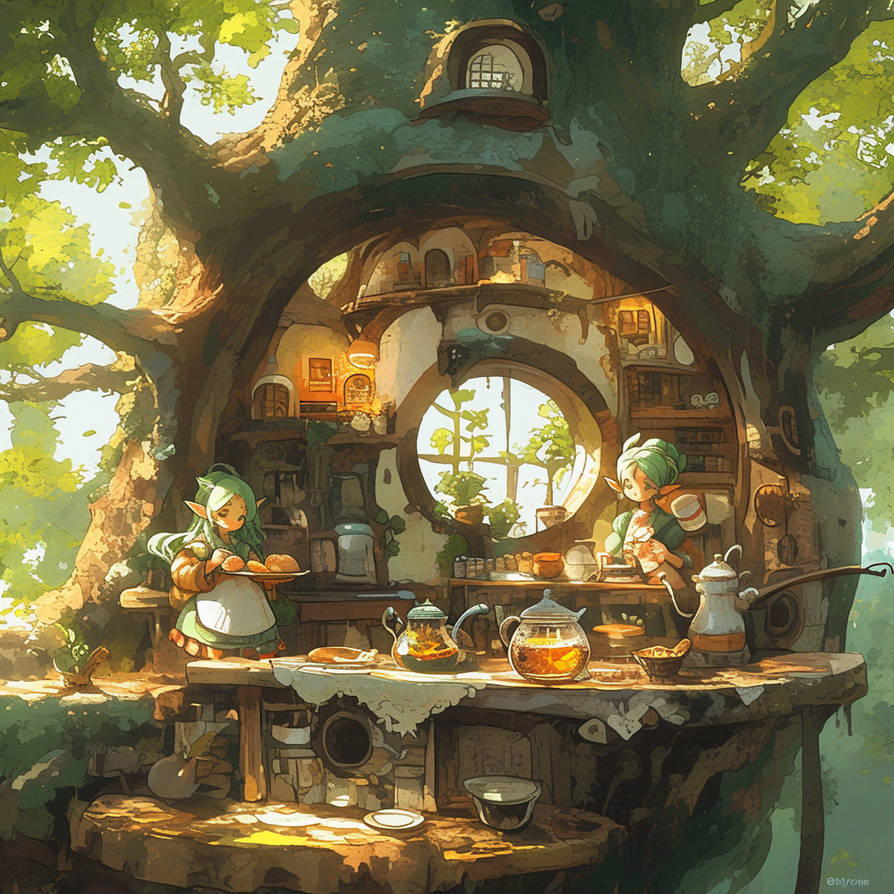 Elf House Animation AI ART Elves anime Tree House by AiArtElfik on DeviantArt