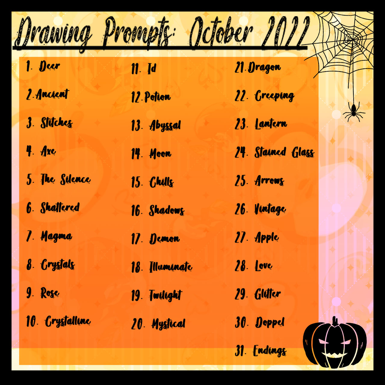 Drawing Prompts-October 2022 by Ryuko-Rose on DeviantArt