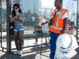 The girl and the street cleaner