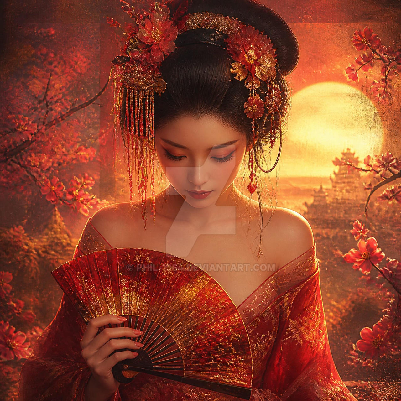 Geisha Ragoon Geisha in Red and Gold by Phil-1964 on DeviantArt