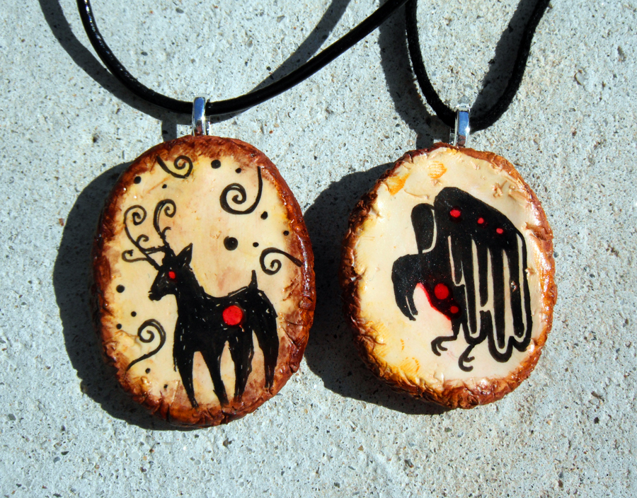 Faux Tagua Totem Pendants 2