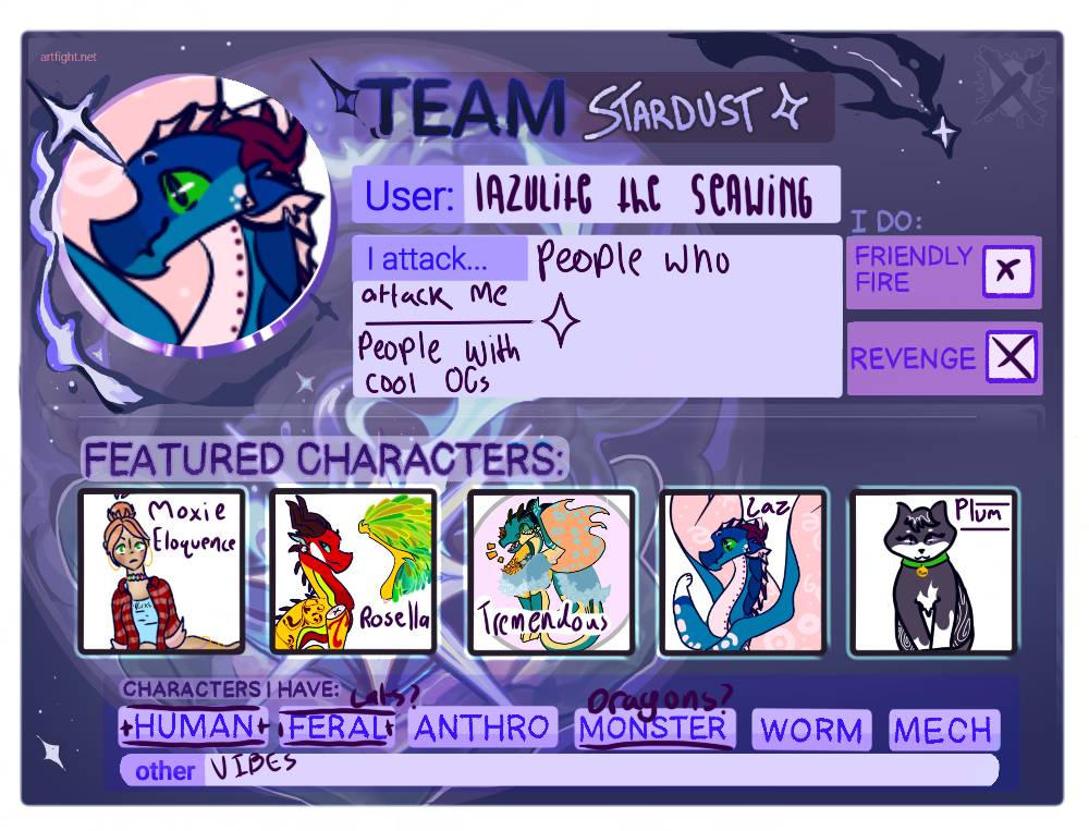 Artfight profile by LazuliteTheSeaWing on DeviantArt