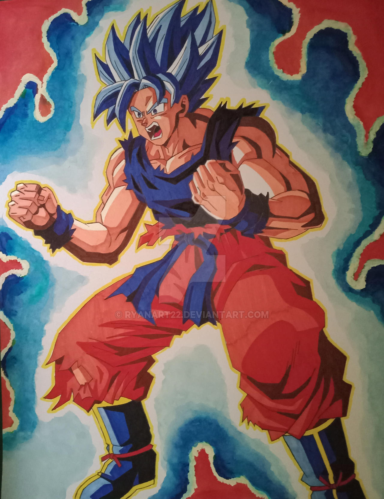 Super saiyan blue evolution kaioken Son Gokou by ryanart22 on DeviantArt