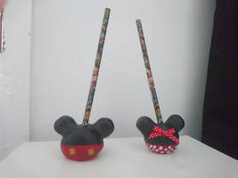 Mickey Mouse and Minnie Mouse Pencil Holder