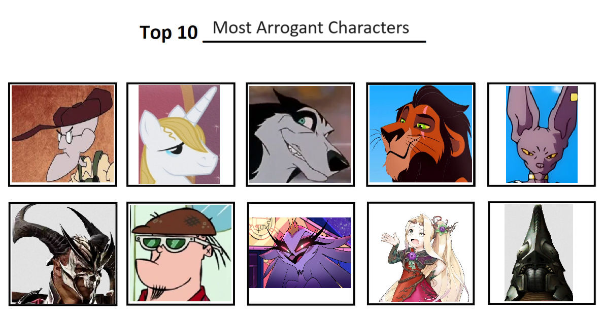 Top 10 Most Arrogant Characters by LoopedPuddle on DeviantArt