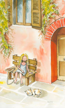 the girl and dog