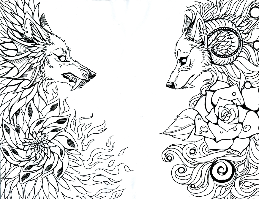 Two Wolves Scetch Two Wolves - lineart by Werewolfschreie on DeviantArt
