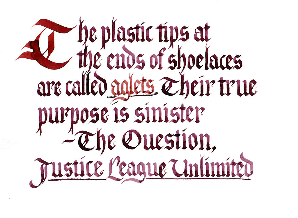 The Question - Aglets by MShades on DeviantArt