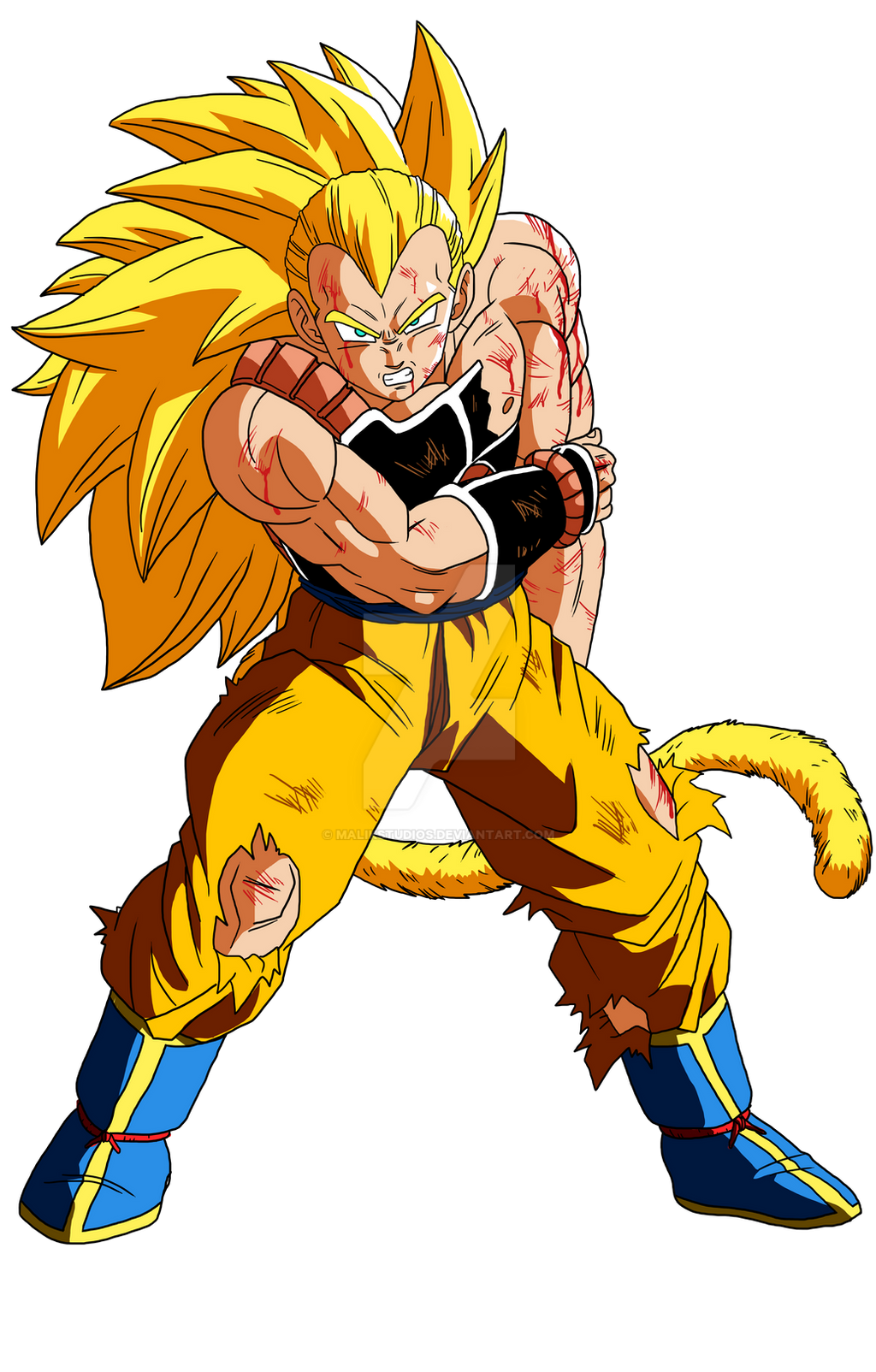 SSJ Raditz (Battle Damage) by MalikStudios on DeviantArt